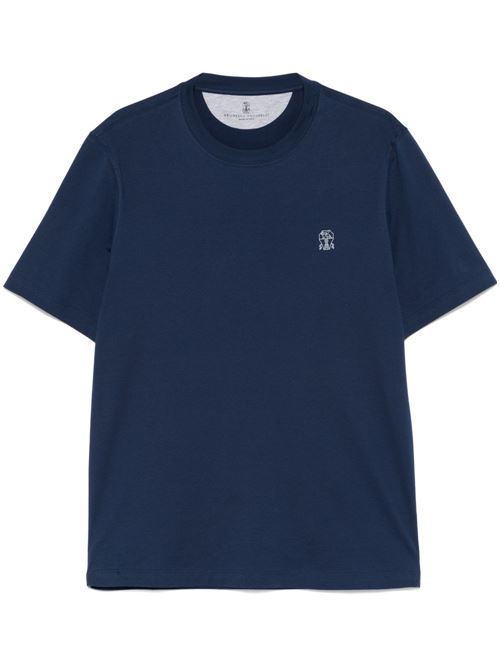 Navy blue crew neck t-shirt BRUNELLO CUCINELLI | M0B138440C2443